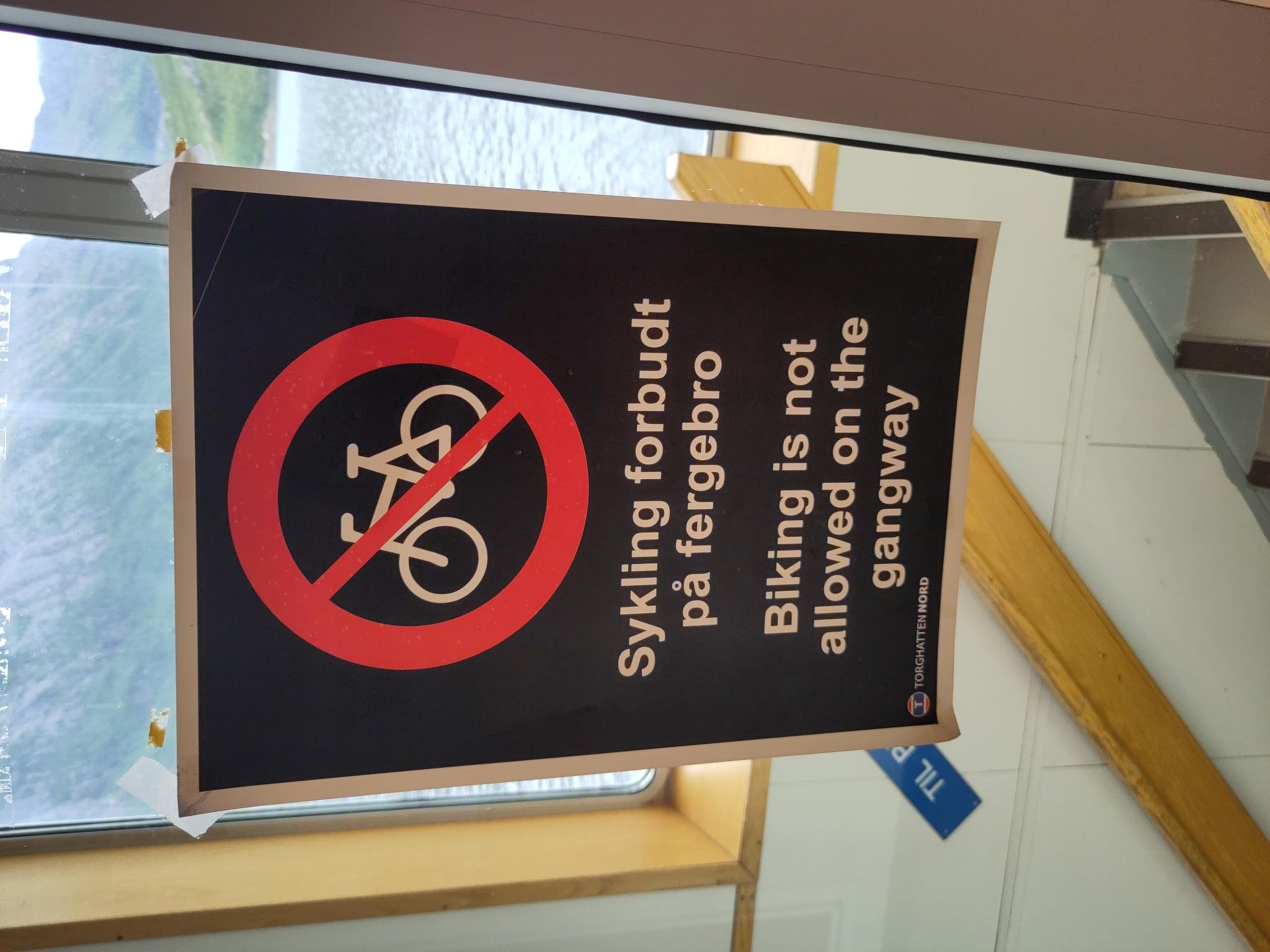 Biking is not allowed on the gangway